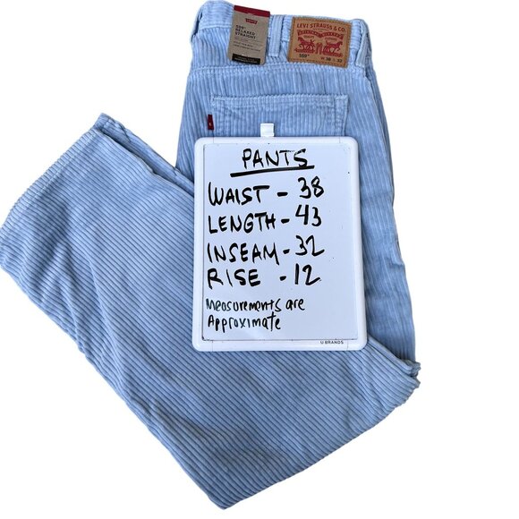 Levis 559 NWT Mens 38x32 Relaxed Straight Fit Sky Blue Wide Wale Corduroy Pants - Picture 10 of 15
